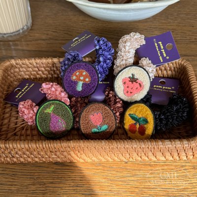 韩国进口pom羊羔毛女童发圈