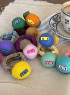 包邮韩国东大门彩色min女头绳毛毡球球发圈不伤发皮筋个性马尾绳