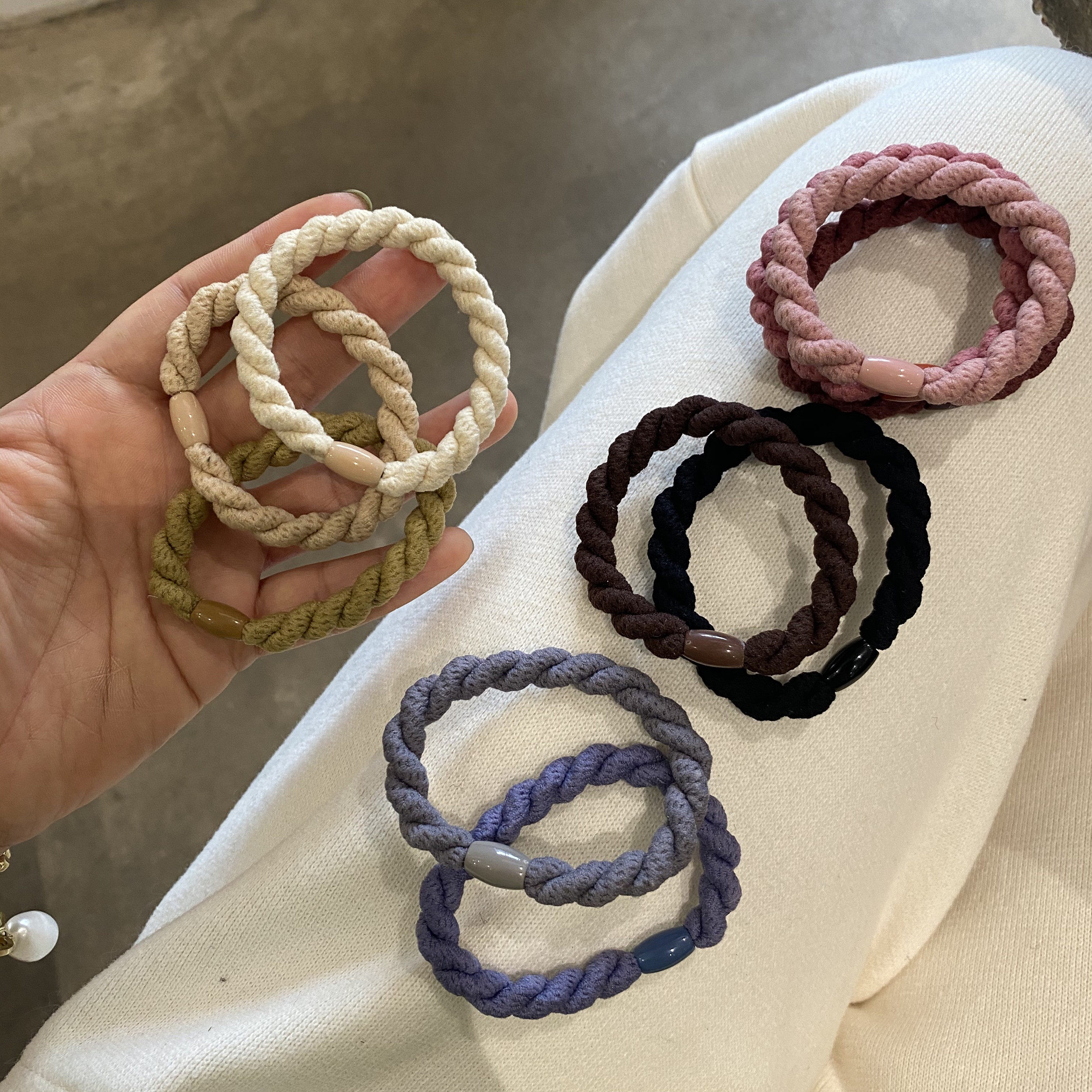 韩国发绳编织螺纹粗绳复古纯色简约基础发绳高弹力结实耐用发饰女