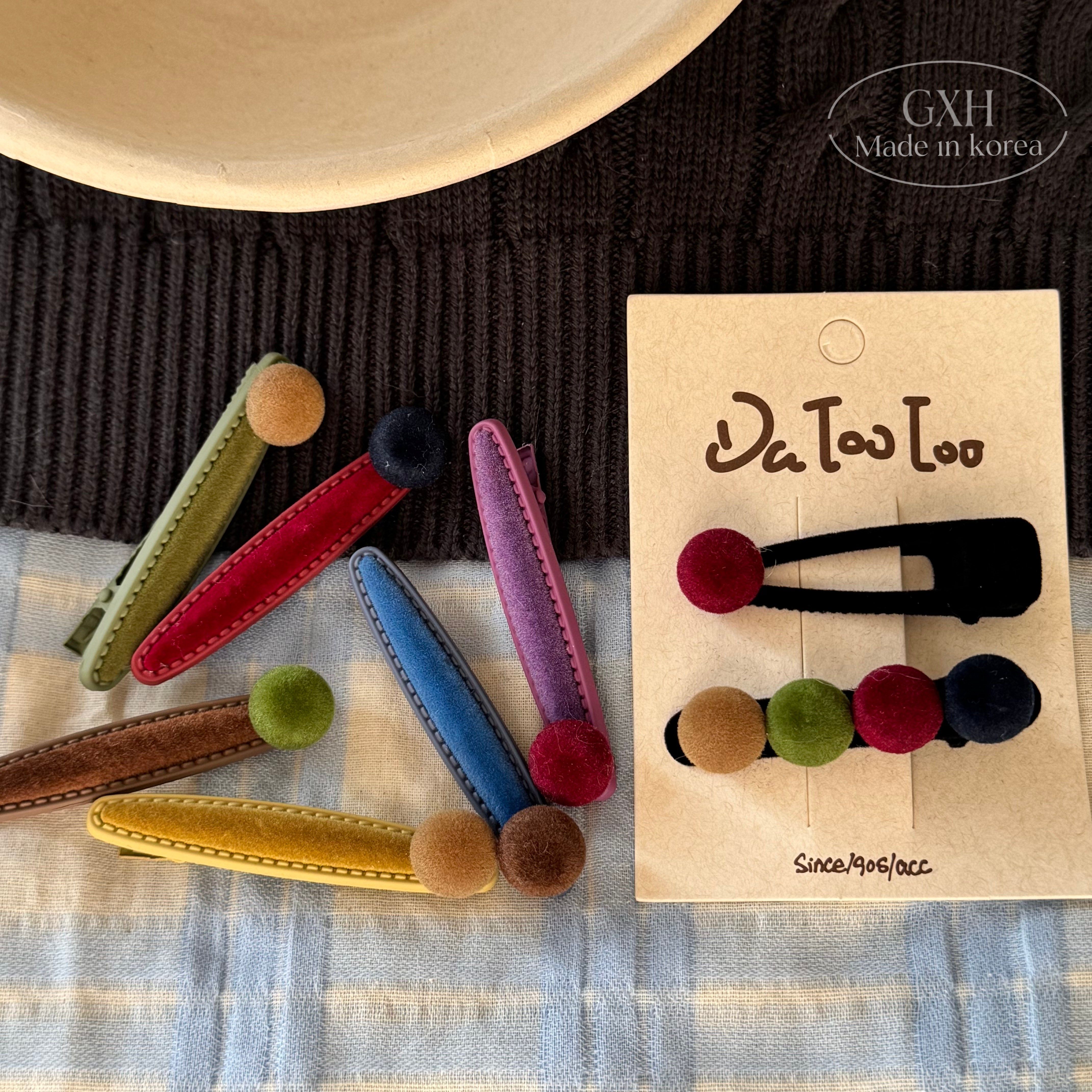 彩色糖果球植绒圆珠时尚水滴夹长款椭圆夹复古撞色碎发边夹发饰女