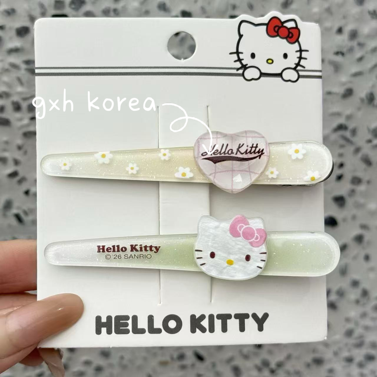 正版三丽鸥发夹kitty发夹一字夹刘海夹侧边夹春日糖果绿色碎发夹