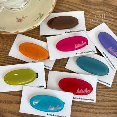 韩国进口KITSCH字母纯色椭圆发饰