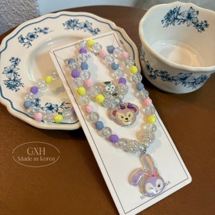 儿童配饰套组串珠星黛露雪莉玫戒指手链项链组合女童节日礼物 包邮