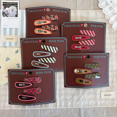 韩国POMPOM满印斜纹小花涂鸦BB夹