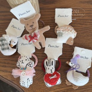 纯手工玩偶女童发绳pom.kr布艺兔熊狗皮筋布艺不伤发头绳卡通发圈