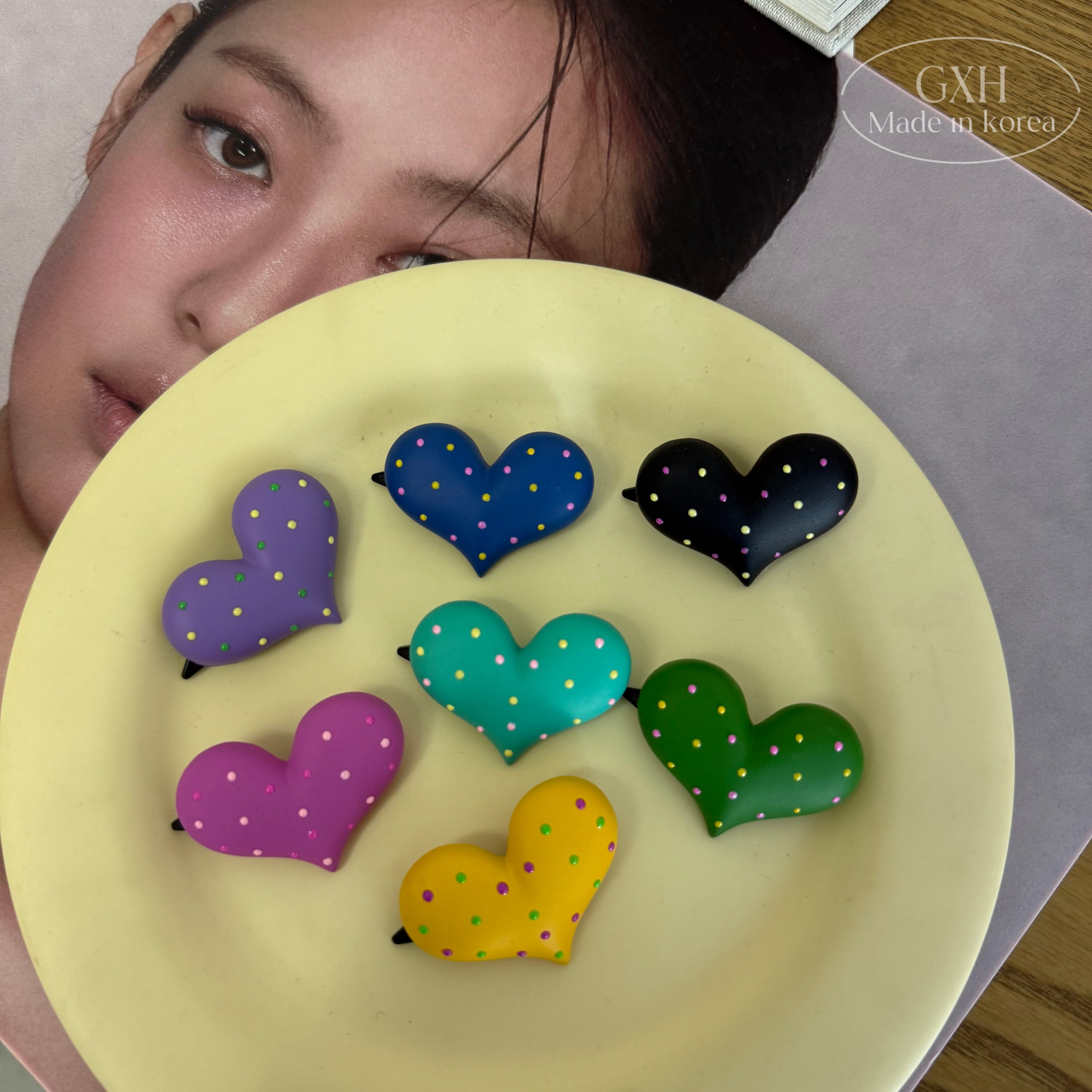 韩国进口磨砂爱心波点糖果色可爱儿童扣夹精致百搭少女心边夹发饰