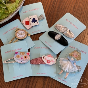 韩国进口细闪亮片女童BB夹爱丽丝发夹黑银对夹可爱公主扑克捏夹子