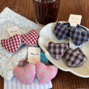 学院风充棉格纹爱心小发圈pom.kr高弹力甜美发绳日常百搭女童发饰