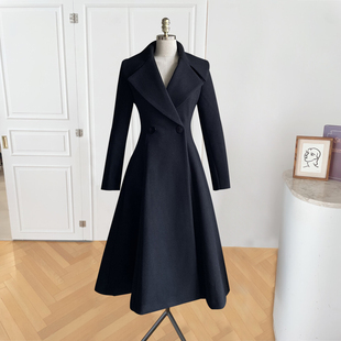 2024新款时尚女装西装毛呢夹棉加厚裙摆外套女冬保暖百搭
