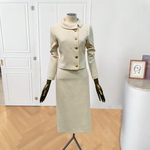 2025春季新款韩版修身两件套单排扣职业小香风外套半身裙套装女
