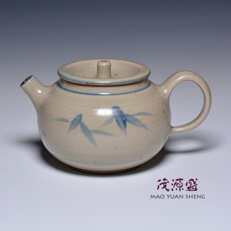 【茂源盛】台湾张书曜茶具复古青花纯手工陶瓷茶壶 中式手绘180ml