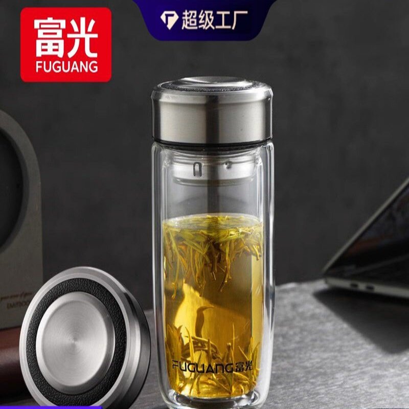富光双层玻璃杯隔热水杯男女泡茶杯商务水杯家用车载随手杯批发