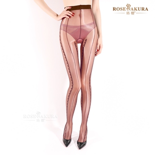 珞樱极光条纹线索开档透明丝袜性感免脱油亮超薄丝滑竖线连裤丝袜