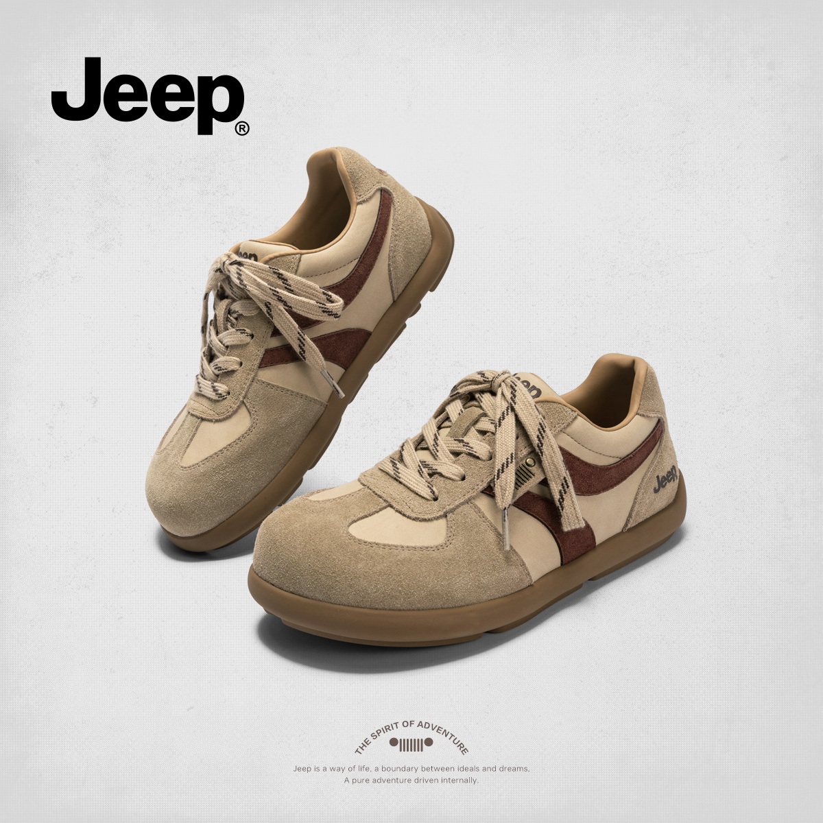 jeep复古百搭德训鞋女2024秋季新款休闲鞋丑萌大头平底鞋m