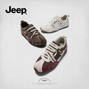 jeep复古运动鞋女2025秋冬新款安可拉红防滑跑步鞋舒适百搭德训鞋
