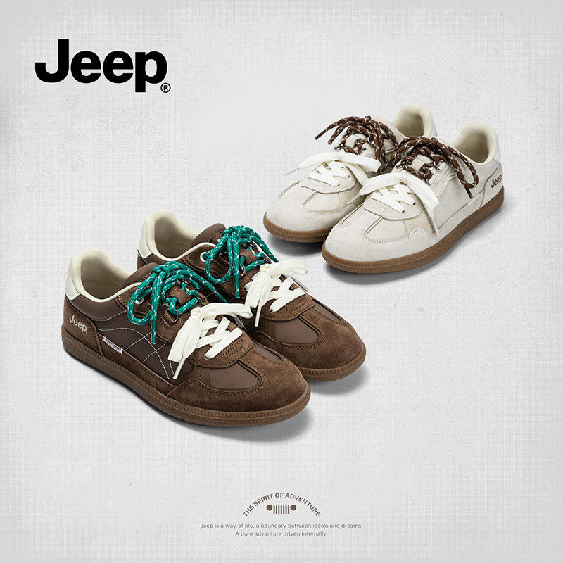 jeep巨好看德训鞋女款2026新款复古平底板鞋软底不累脚百搭运动鞋