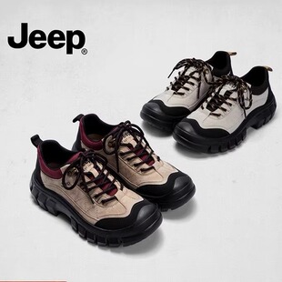 jeep户外登山鞋女2025新款秋冬厚底防滑徒步运动鞋女潮流百搭女鞋