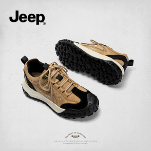 jeep徒步鞋女秋冬款专业户外登山鞋轻便防滑爬山鞋灰棕休闲运动鞋