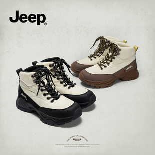 jeep马丁靴女款2024秋冬新款增高英伦风户外徒步登山靴子厚底短靴