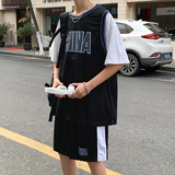 男生运动套装韩版潮流夏季两件套帅气短袖篮球短裤一套TZ04-P35，男装休闲套装，星座308B-1