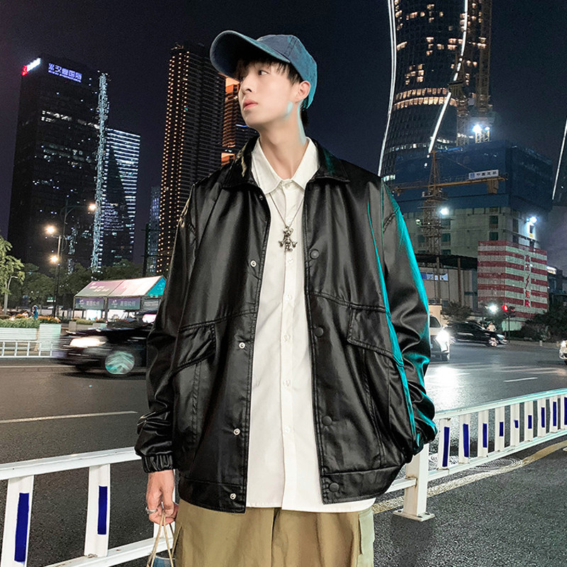 皮衣男飞行服韩版潮流帅气夹克2024新款复古pu皮外套JK0313-P70,男装皮衣,星座308B-1