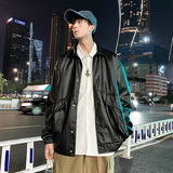 皮衣男飞行服韩版潮流帅气夹克2024新款复古pu皮外套JK0313-P70，男装皮衣，星座308B-1