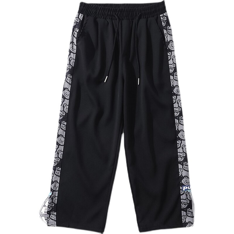 潮牌复古腰拼接束脚卫裤男嘻哈宽松bf百搭休闲裤K02109-P45,男装休闲裤,星座308B-1