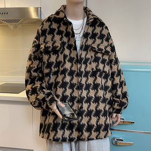 小香风格子外套男春秋港风ins潮牌韩风chic高级感千鸟格毛呢夹克图片