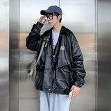 皮衣男飞行服帅气印花夹克2023新款复古春秋pu皮外套JK03112-P70，男装夹克，星座308B-1