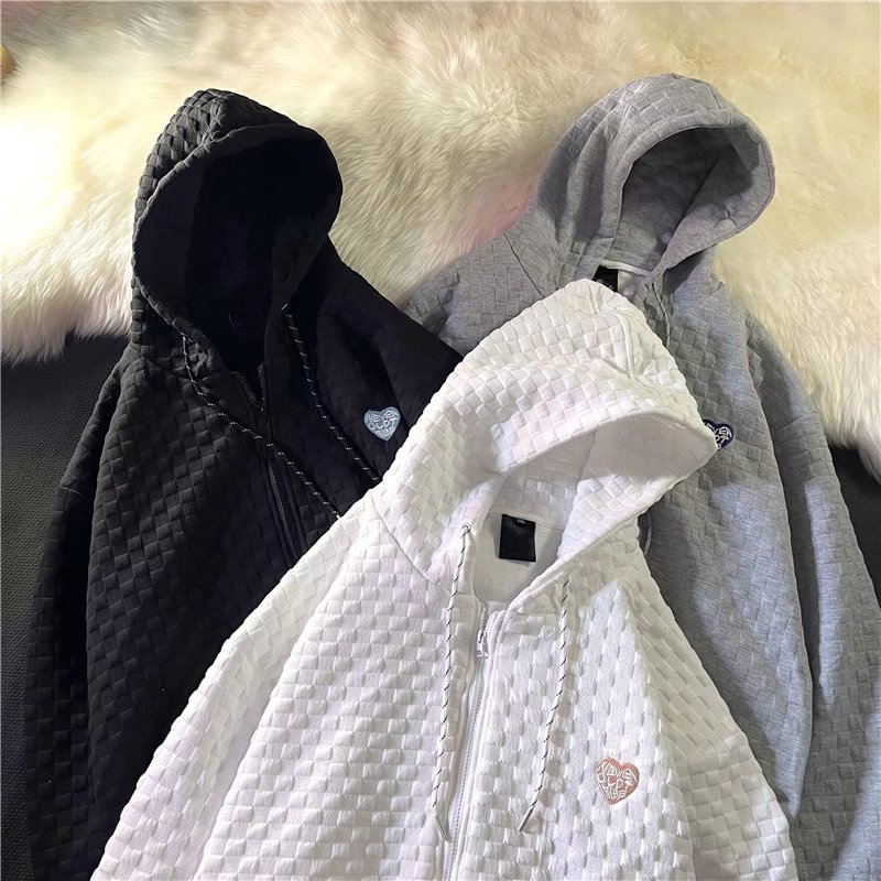 华夫格ins卫衣男女秋韩版情侣宽松上衣拉链开衫外套WY07-P35,男装卫衣,星座308B-1