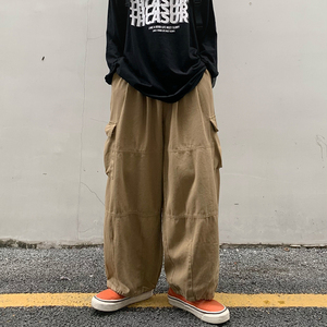 青少年美式工装裤子男多口袋港风直筒休闲裤阔腿长裤K0376-P38图片
