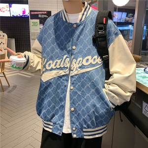 棒球服男潮ins秋季美式潮牌嘻哈拼接宽松情侣夹克Y06525-P52图片
