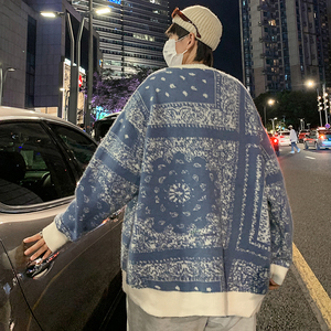 秋季2023新款开衫毛衣男腰果花宽松韩版慵懒风针织衫外套M004-P45图片