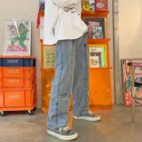 KZ35男牛仔裤春秋款韩版长裤潮牌ins港风宽松直筒裤子N0807-P45，女装牛仔裤，星座308B-1