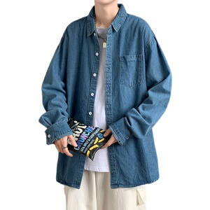 ins潮牌复古牛仔衬衫男春秋季韩版潮流帅气宽松休闲长袖CS601-P45图片