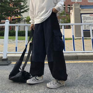 日系复古工装大口袋灯芯绒裤阔腿束脚长裤男K015-P38图片