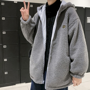 羊羔绒外套男两面穿连帽棉袄新款棉衣男冬季加厚棉服MY059-P85图片