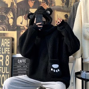 羊羔绒卫衣男春秋长袖潮ins情侣外套衣服连帽MY014-P70图片