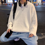 港风纯色开叉毛衣男休闲圆领情侣宽松慵懒风针织衫MY09911-P38，男装针织衫/毛衣，星座308B-1