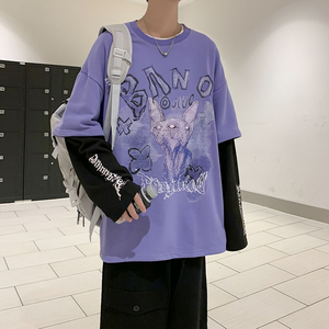 假两件卫衣男港风潮流韩版宽松秋季休闲套头衫外套MY089-P35图片