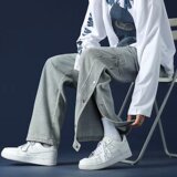男士牛仔裤休闲宽松潮流牌百搭工装直筒拍扣裤子K0272-P55，男装牛仔裤，星座308B-1