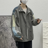 灯芯绒刺绣腰果花拼接立领外套韩版宽松bf风棒球服学生JK0108-P60，男装夹克，星座308B-1