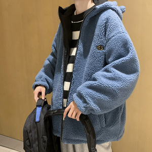 羊羔绒外套男两面穿连帽棉袄新款棉衣男冬季加厚棉服MY059-P85图片