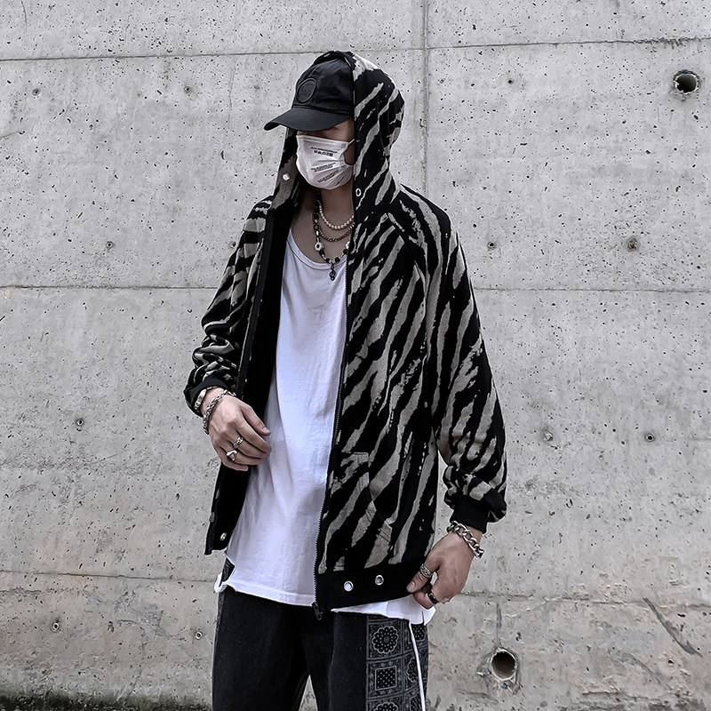 高街潮牌扎染开衫卫衣男嘻哈oversize情侣连帽外套ins潮JK006-P45,男装夹克,星座308B-1