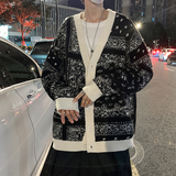 秋季2023新款开衫毛衣男腰果花宽松韩版慵懒风针织衫外套M004-P45，男装针织衫/毛衣，星座308B-1
