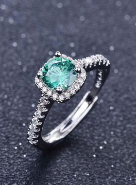 爆款仿马尔代夫蓝绿莫桑钻戒指