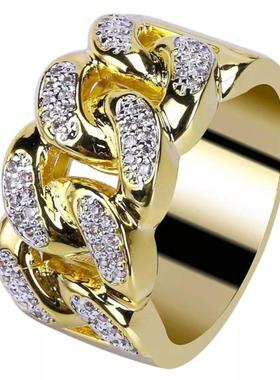 臻荣wish热卖镀18k金镶钻戒指