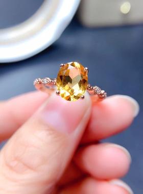 福利款仿天然黄水晶戒指镀18k