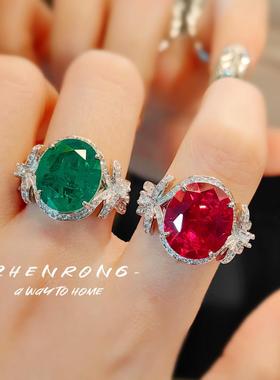 经典蝴蝶结设计鸽血红红刚玉戒指