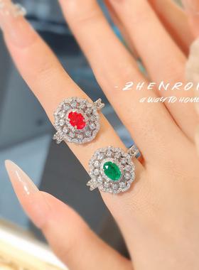 轻奢小众气质仿真鸽血红宝石戒指